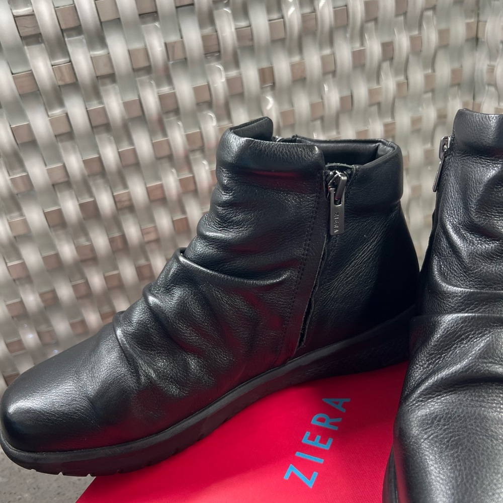 Ziera Shayne-XF Black Leather Zip Ankle Boot size 39 - Picture 5 of 11